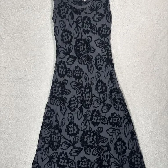 Eva Blue Size S Maxi Velvet Burnout Dress Whimsigoth Gothic Vamp Dark Fairy 90s - Picture 13 of 16